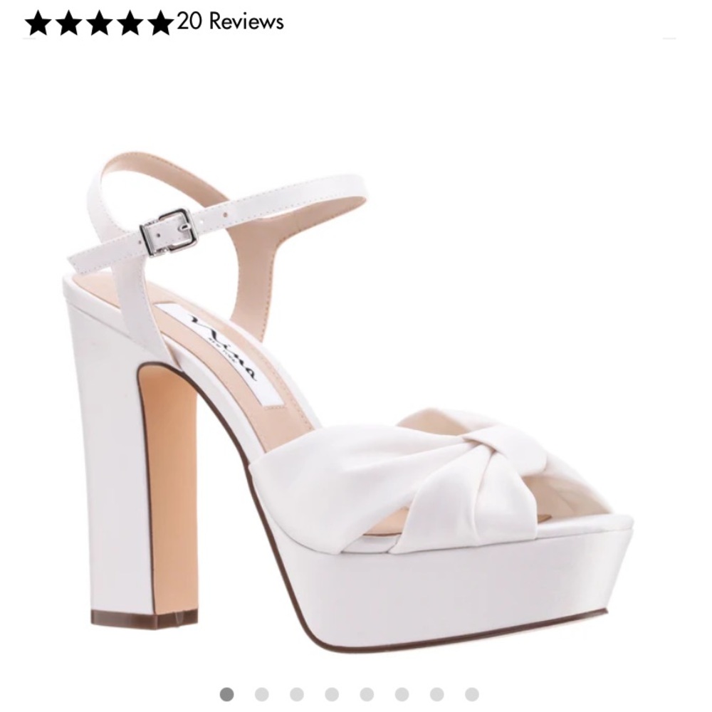 Nina Skylynn Ivory Stain Stiletto Block-Heel Platform Sandal